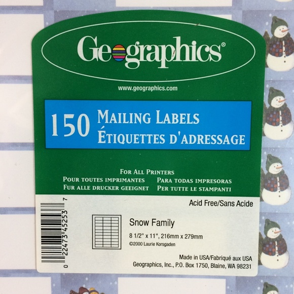 Geographics 150 Holiday Mailing Labels Snow Family - Picture 3 of 7
